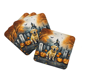 Spooky Halloween Foam Coasters (Dog Breed: Labrador Retriever  2060, size: 3.5)