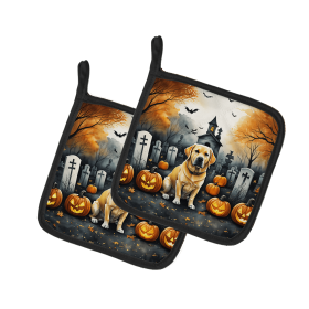 Spooky Halloween Pair of Pot Holders (Design: Labrador Retriever  2060, size: 7.5HX7.5W)
