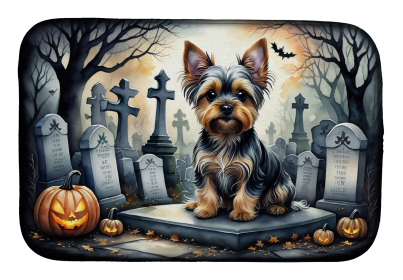 Spooky Halloween Dish Drying Mat (Dog Breed: Yorkshire Terrier  2061, size: 14  x 21")