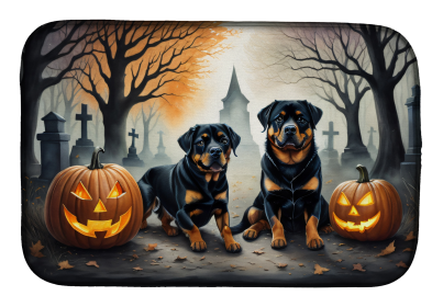 Spooky Halloween Dish Drying Mat (Dog Breed: Rottweiler  2062, size: 14  x 21")