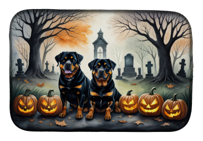 Spooky Halloween Dish Drying Mat (Dog Breed: Rottweiler  2063, size: 14  x 21")