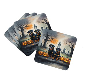 Spooky Halloween Foam Coasters (Dog Breed: Rottweiler  2063, size: 3.5)