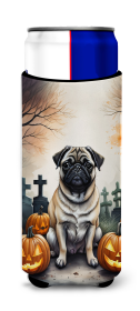 Spooky Halloween Hugger for Ultra Slim Cans (Dog Breed: Pug  2064, size: Slim Can)