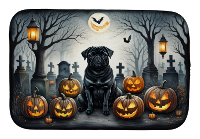 Spooky Halloween Dish Drying Mat (Dog Breed: Pug  2066, size: 14  x 21")