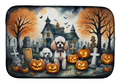 Spooky Halloween Dish Drying Mat (Dog Breed: Poodle  2067, size: 14  x 21")