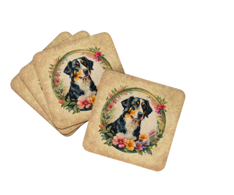 Frame of Flowers Foam Coasters (Dog Breed: Appenzeller Sennenhund  2083, size: 3.5)