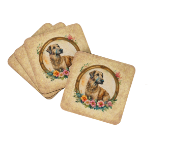 Frame of Flowers Foam Coasters (Dog Breed: Irish Wolfhound  2156, size: 3.5)