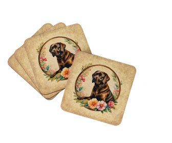 Frame of Flowers Foam Coasters (Dog Breed: Labrador Retriever  2163, size: 3.5)