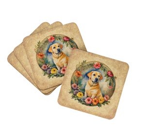 Frame of Flowers Foam Coasters (Dog Breed: Labrador Retriever  2165, size: 3.5)
