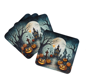 More Spooky Halloween Foam Coasters (Dog Breed: Graveyard 2215, size: 3.5)
