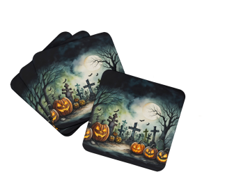 More Spooky Halloween Foam Coasters (Dog Breed: Graveyard 2217, size: 3.5)