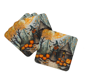 More Spooky Halloween Foam Coasters (Dog Breed: Slavic Witch 2220, size: 3.5)