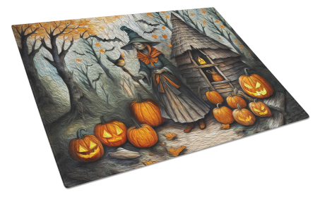 More Spooky Halloween Glass Cutting Board (Dog Breed: Slavic Witch 2220, size: large)
