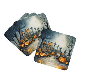 More Spooky Halloween Foam Coasters (Dog Breed: Calacas Skeletons 2229, size: 3.5)