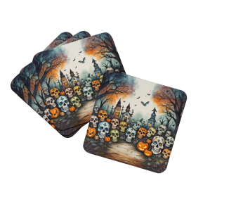 More Spooky Halloween Foam Coasters (Dog Breed: Calaveras Sugar Skulls 2232, size: 3.5)