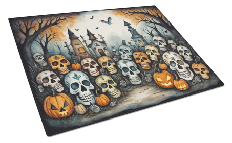 More Spooky Halloween Glass Cutting Board (Dog Breed: Calaveras Sugar Skulls 2232, size: large)