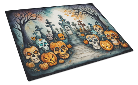 More Spooky Halloween Glass Cutting Board (Dog Breed: Calaveras Sugar Skulls 2234, size: large)