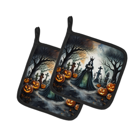 More Spooky Halloween Pair of Pot Holders (Design: Evil Queen 2241, size: 7.5HX7.5W)