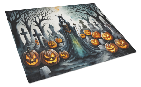More Spooky Halloween Glass Cutting Board (Dog Breed: Evil Queen 2242, size: large)