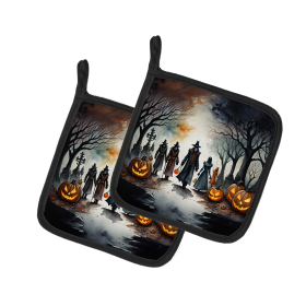 More Spooky Halloween Pair of Pot Holders (Design: Vampires 2243, size: 7.5HX7.5W)