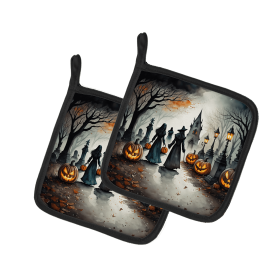 More Spooky Halloween Pair of Pot Holders (Design: Vampires 2244, size: 7.5HX7.5W)