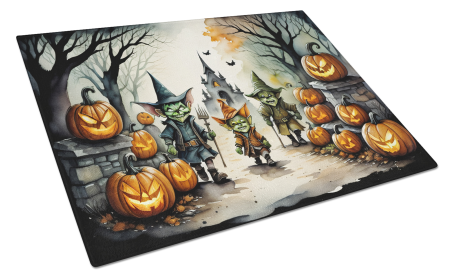 More Spooky Halloween Glass Cutting Board (Dog Breed: Goblins 2246, size: large)