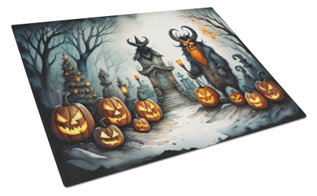 More Spooky Halloween Glass Cutting Board (Dog Breed: Krampus 2247, size: large)