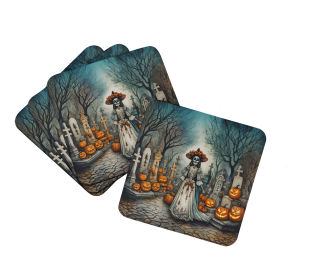 More Spooky Halloween Foam Coasters (Dog Breed: La Catrina Skeleton 2250, size: 3.5)