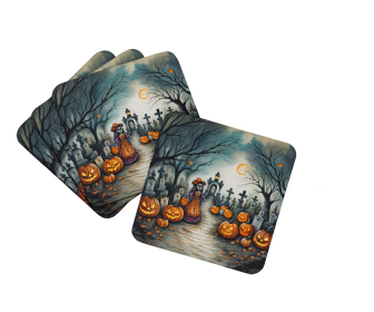 More Spooky Halloween Foam Coasters (Dog Breed: La Catrina Skeleton 2251, size: 3.5)