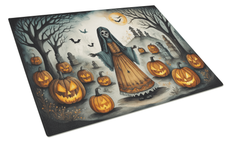 More Spooky Halloween Glass Cutting Board (Dog Breed: La Llorona Skeleton 2254, size: large)