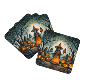 More Spooky Halloween Foam Coasters (Dog Breed: La Llorona Skeleton 2255, size: 3.5)