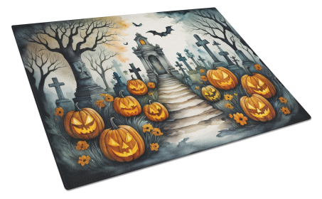 More Spooky Halloween Glass Cutting Board (Dog Breed: Marigold 2256, size: large)