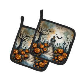 More Spooky Halloween Pair of Pot Holders (Design: Marigold 2256, size: 7.5HX7.5W)