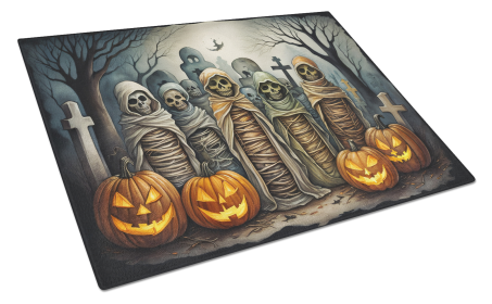 More Spooky Halloween Glass Cutting Board (Dog Breed: Mummies 2258, size: large)