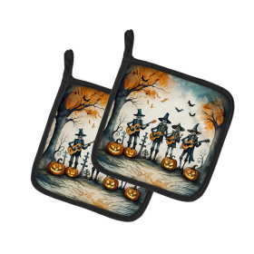 More Spooky Halloween Pair of Pot Holders (Design: Mariachi Band 2261, size: 7.5HX7.5W)