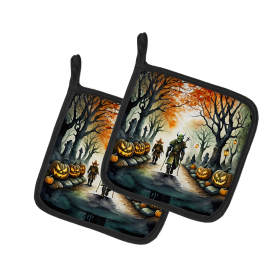 More Spooky Halloween Pair of Pot Holders (Design: Orcs 2263, size: 7.5HX7.5W)