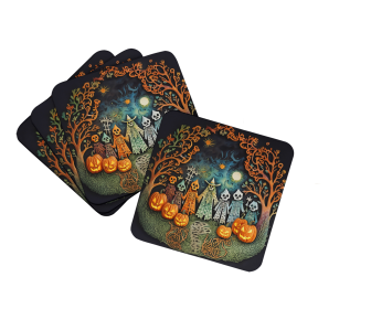 More Spooky Halloween Foam Coasters (Dog Breed: Papel Picado 2264, size: 3.5)