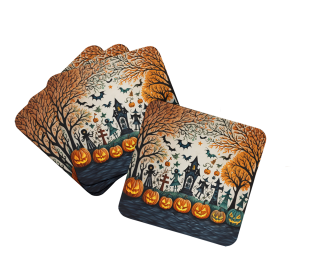 More Spooky Halloween Foam Coasters (Dog Breed: Papel Picado 2265, size: 3.5)