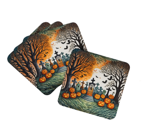 More Spooky Halloween Foam Coasters (Dog Breed: Papel Picado 2267, size: 3.5)