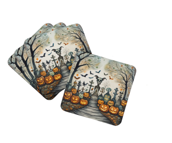 More Spooky Halloween Foam Coasters (Dog Breed: Pet Cemetery 2268, size: 3.5)