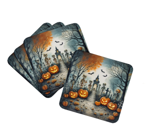 More Spooky Halloween Foam Coasters (Dog Breed: Skeleton 2272, size: 3.5)