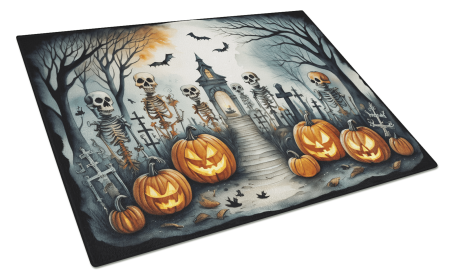 More Spooky Halloween Glass Cutting Board (Dog Breed: Skeleton 2272, size: large)