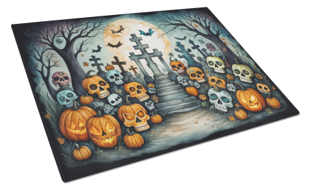 More Spooky Halloween Glass Cutting Board (Dog Breed: Calaveras Sugar Skulls 2274, size: large)