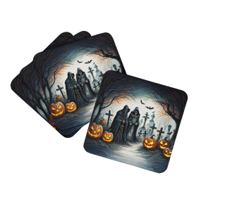 More Spooky Halloween Foam Coasters (Dog Breed: The Grim Reaper 2275, size: 3.5)
