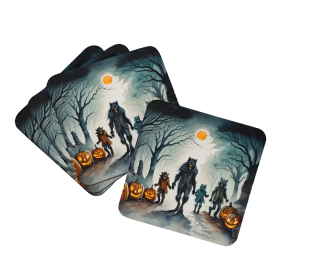 More Spooky Halloween Foam Coasters (Dog Breed: Werewolves 2279, size: 3.5)