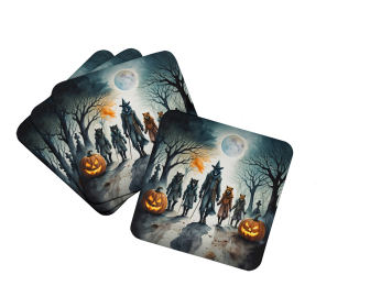 More Spooky Halloween Foam Coasters (Dog Breed: Werewolves 2280, size: 3.5)