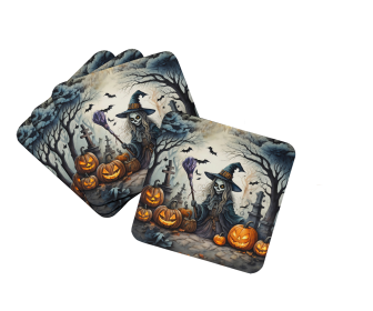 More Spooky Halloween Foam Coasters (Dog Breed: Witch 2282, size: 3.5)