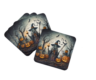 More Spooky Halloween Foam Coasters (Dog Breed: Witch 2283, size: 3.5)