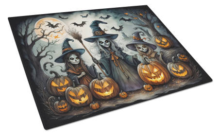 More Spooky Halloween Glass Cutting Board (Dog Breed: Witches 2284, size: large)