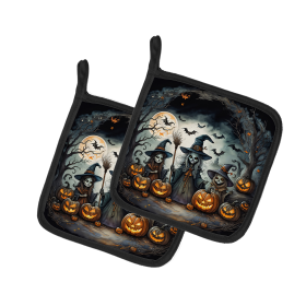 More Spooky Halloween Pair of Pot Holders (Design: Witches 2284, size: 7.5HX7.5W)